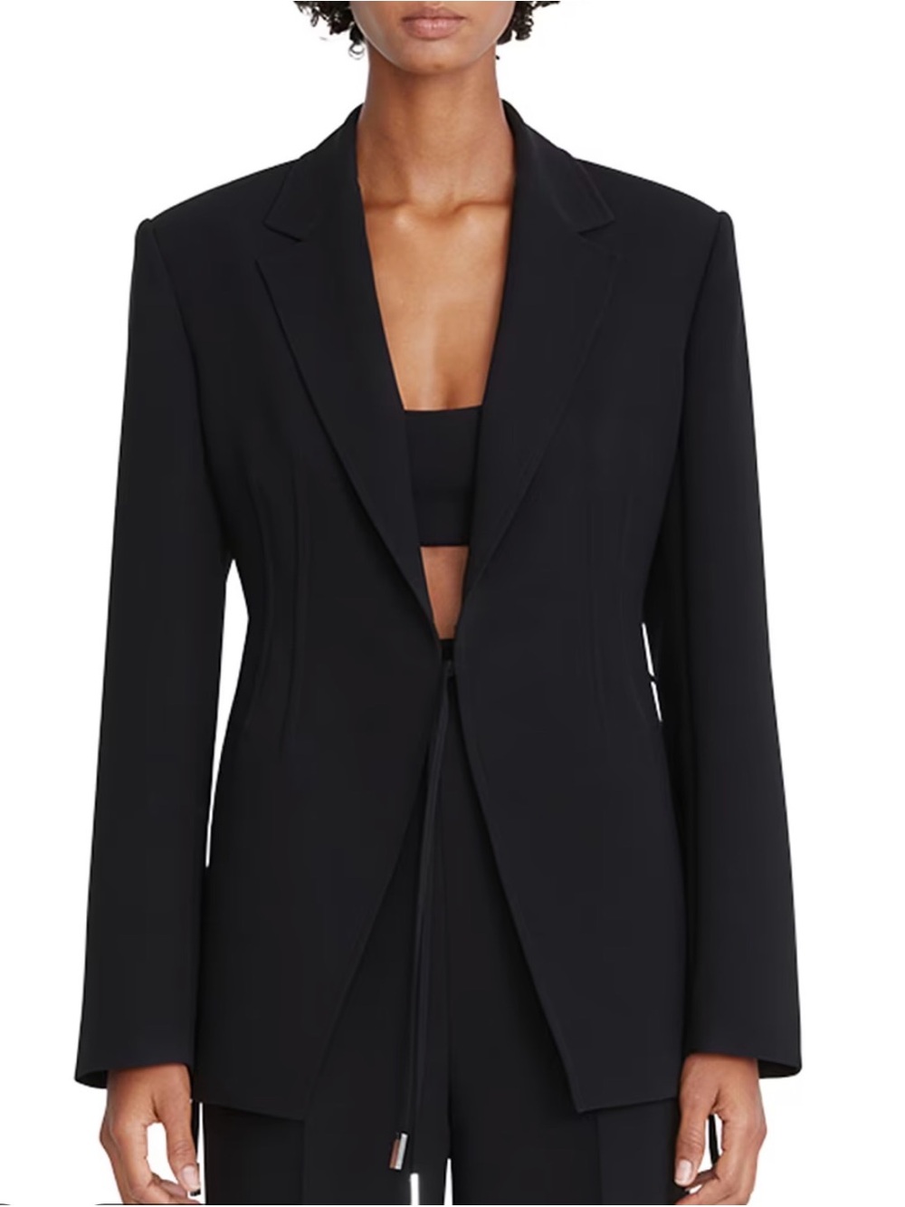 NWT Halston Carolyn Crepe Tailored Black Blazer Large